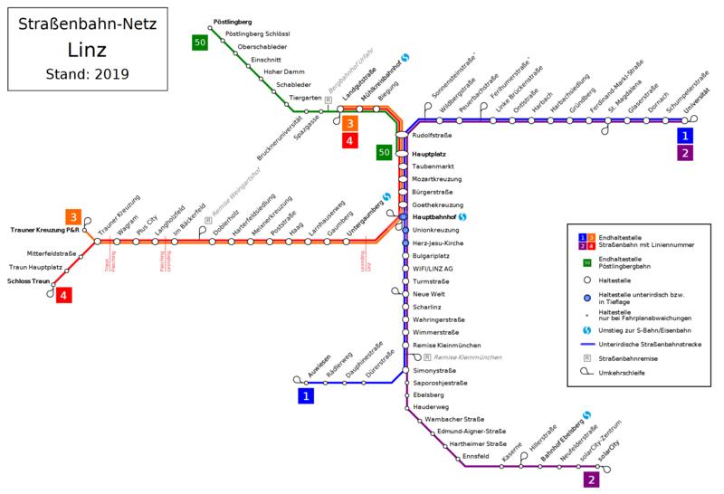 Straßenbahnplan Linz